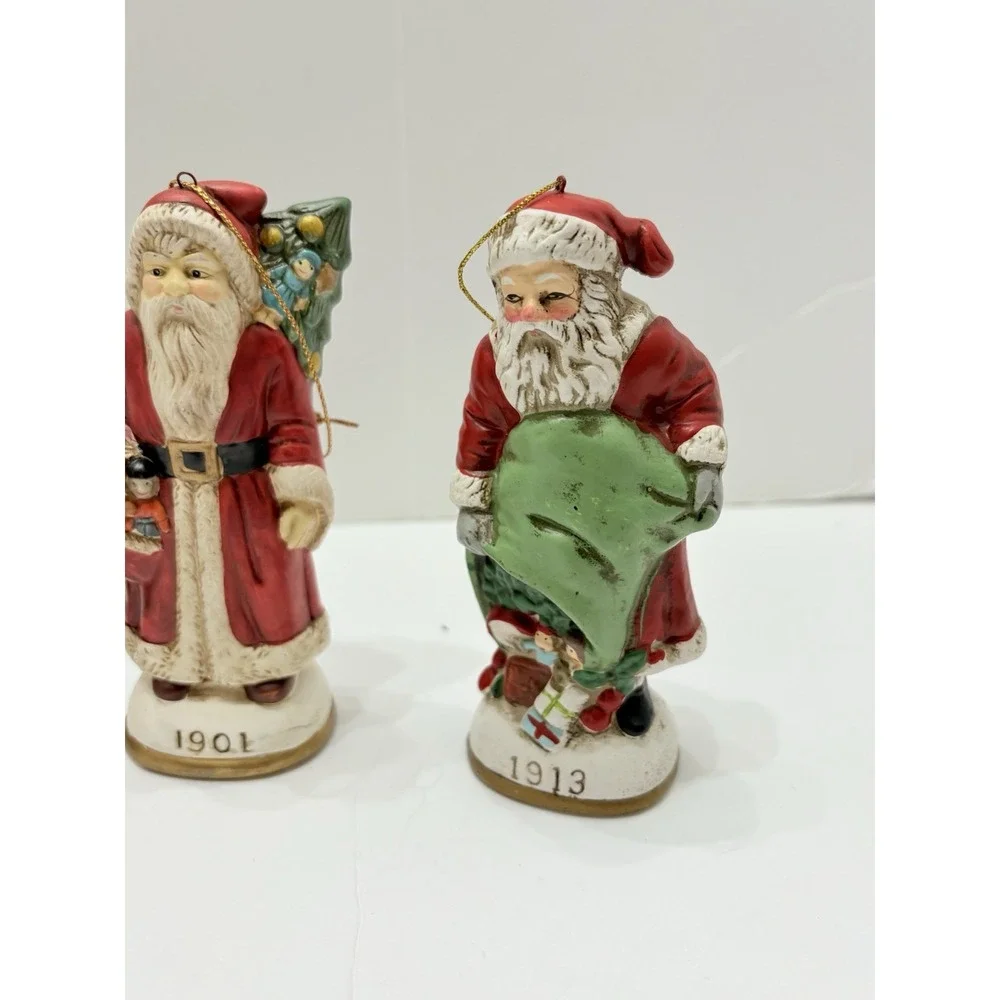 Vintage Old World Santa From‎ Around The World Ceramic Ornament Lot of 4